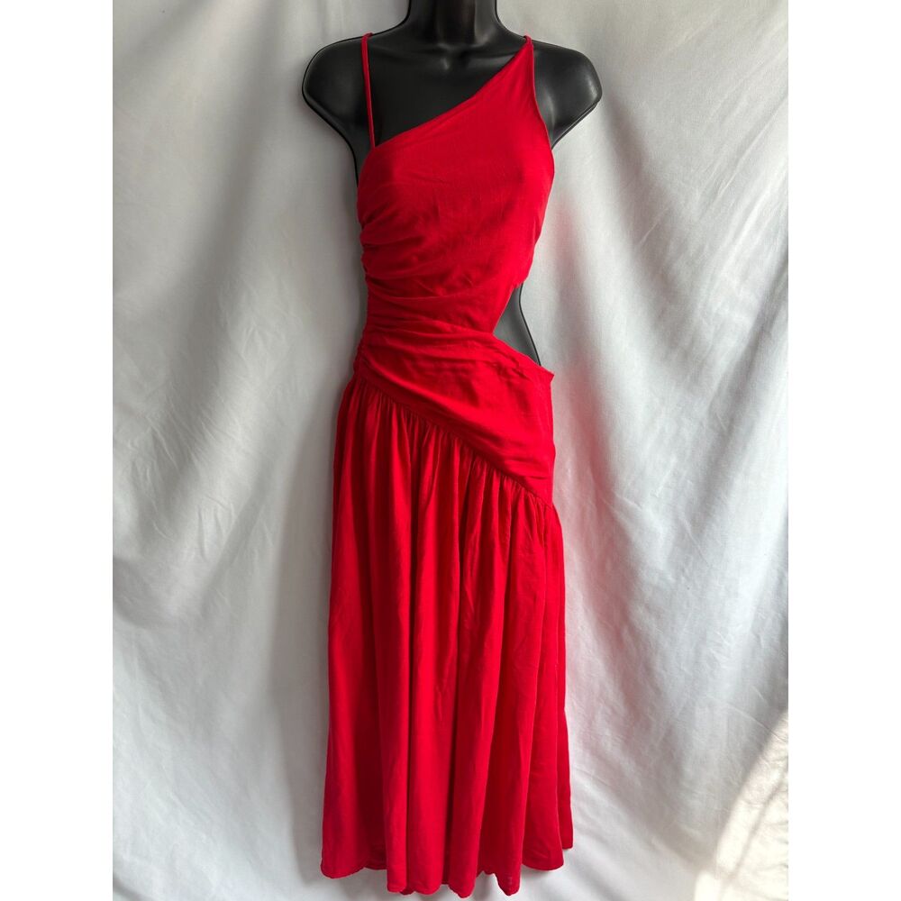 Asymmetrical Long Maxi Red Dress Size 6 Classy Tango Flowy Datenight Romantic